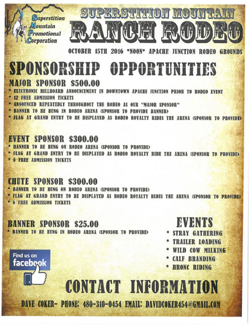 Superstition Ranch Rodeo Sponsorship